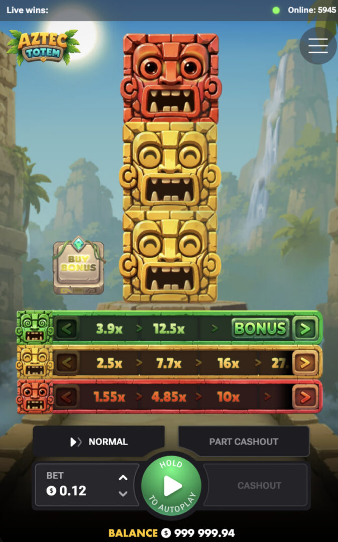 Aztec Totem en la pantalla vertical de un móvil